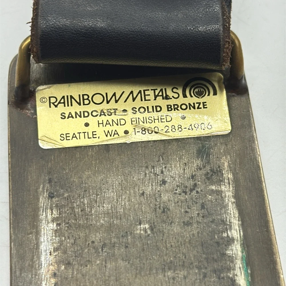 Rainbow Metals Bronze Buckle Men's Black Leather Belt 42